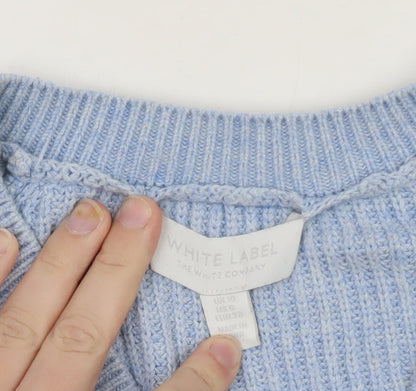 The White Company Women’s Blue Wool Cashmere V-Neck Jumper Size 10