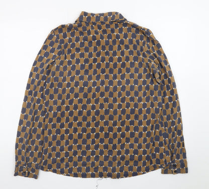 Boden Women’s Brown Geometric Long Sleeve Button-Up Shirt Size 10