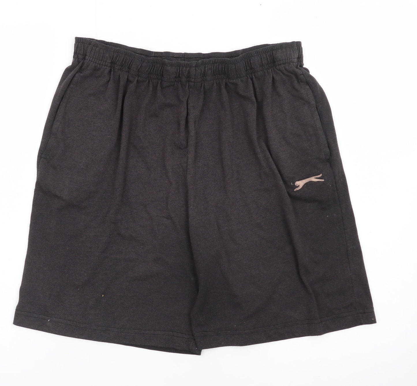Slazenger Men's Black 2XL Sweat Shorts with Logo and Pockets