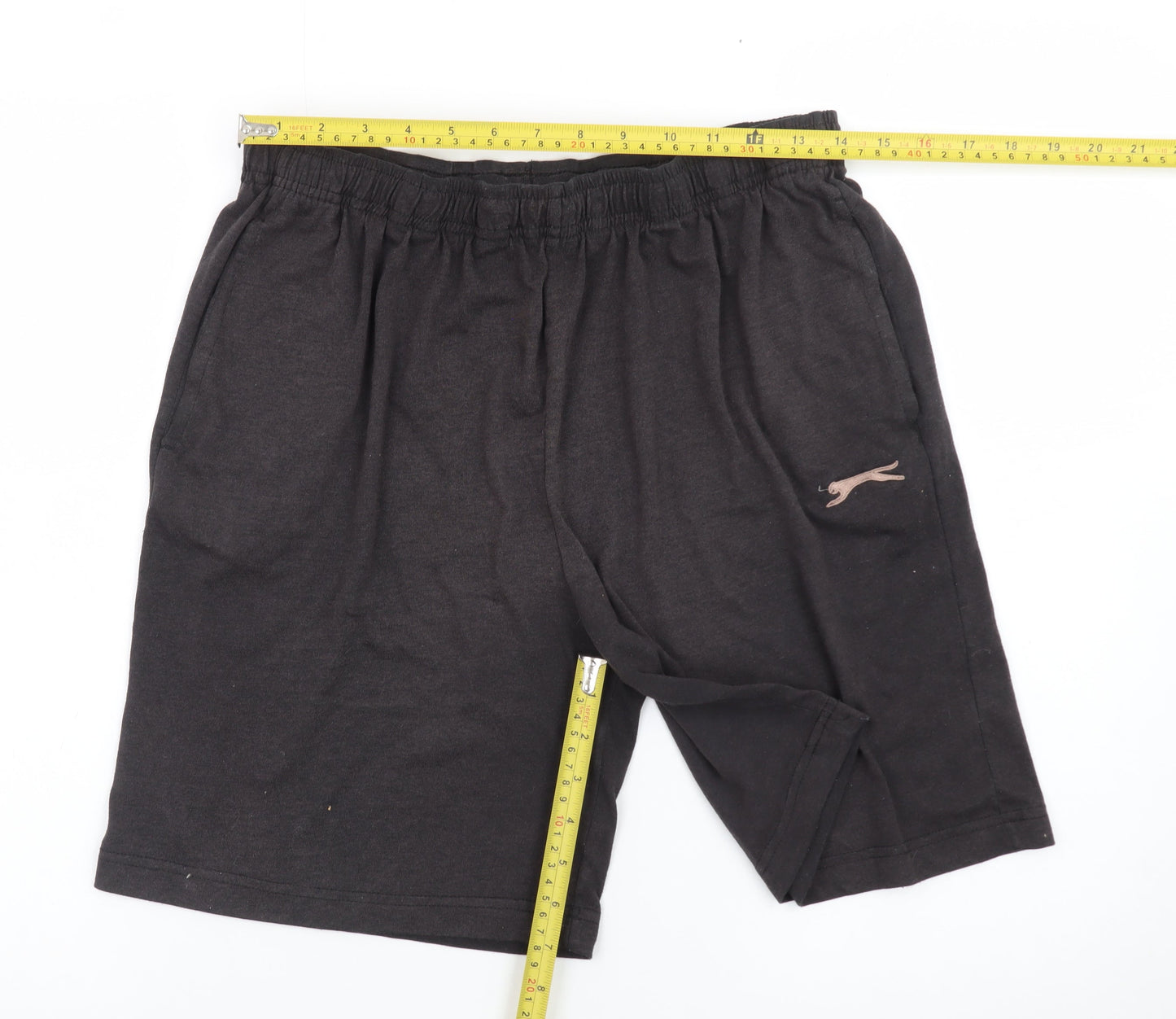 Slazenger Men's Black 2XL Sweat Shorts with Logo and Pockets