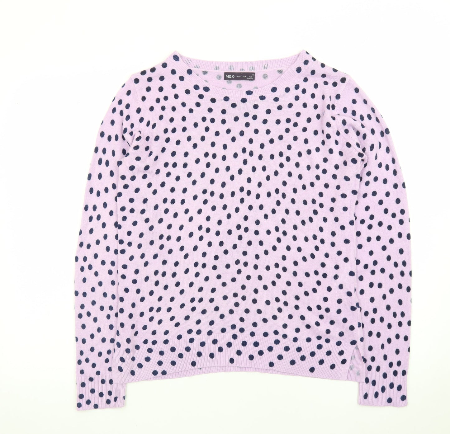 Marks and Spencer Women Purple Polka Dot Acrylic Jumper Size 14
