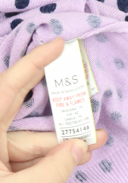 Marks and Spencer Women Purple Polka Dot Acrylic Jumper Size 14
