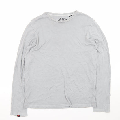 Superdry Men's Grey Long Sleeve Crew Neck Cotton T-Shirt S