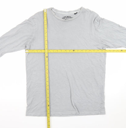 Superdry Men's Grey Long Sleeve Crew Neck Cotton T-Shirt S