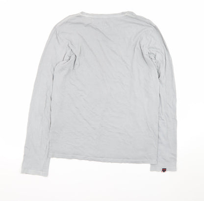 Superdry Men's Grey Long Sleeve Crew Neck Cotton T-Shirt S