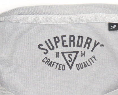 Superdry Men's Grey Long Sleeve Crew Neck Cotton T-Shirt S