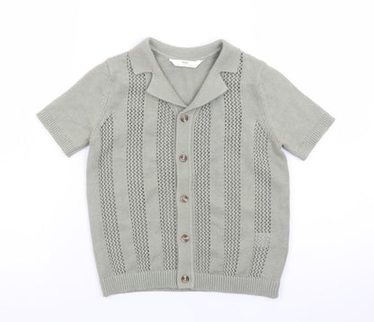 Marks and Spencer Boys Green Short Sleeve Cotton Knit Cardigan 6-7 Years