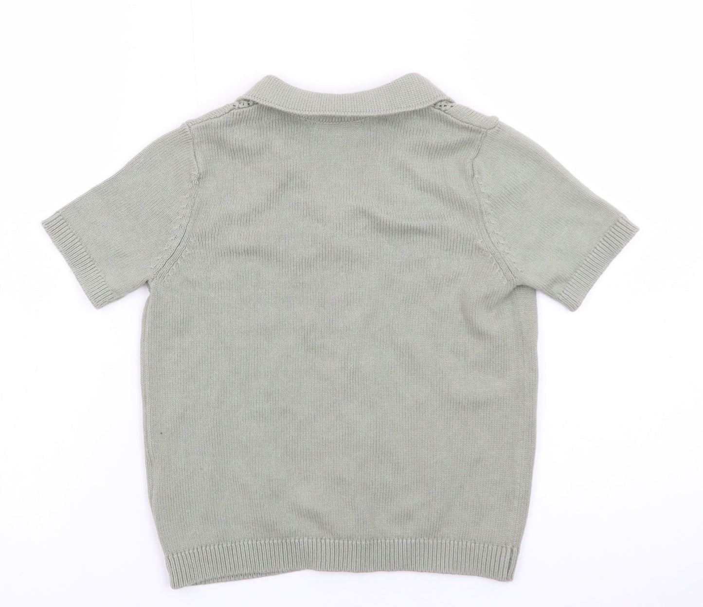 Marks and Spencer Boys Green Short Sleeve Cotton Knit Cardigan 6-7 Years