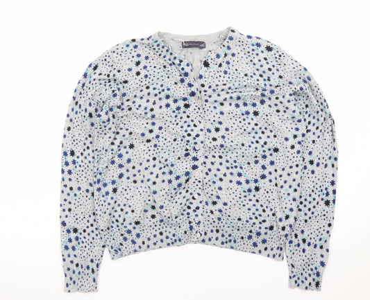 Marks and Spencer Women Blue Star Print Button-Up Cardigan Size 18