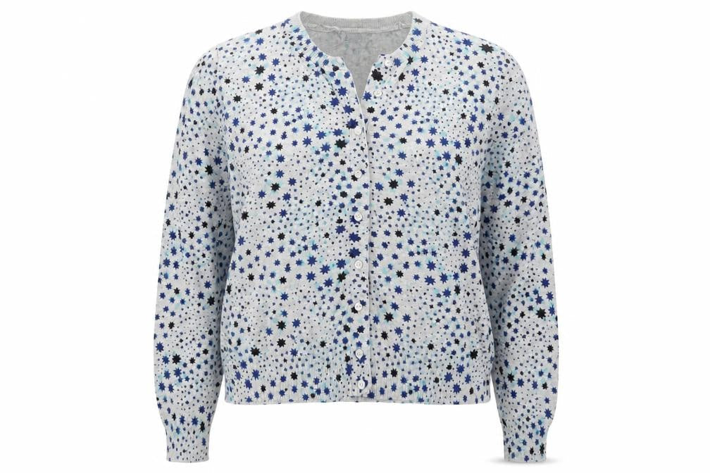 Marks & Spencer Women Blue Star Print Button-Up Cardigan Size 18