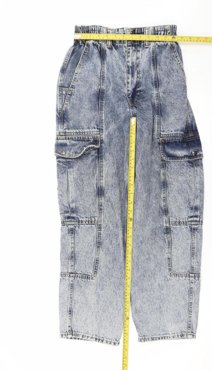 BDG Urban Outfitters Women's Blue Acid Wash Cargo Jeans W27 L30