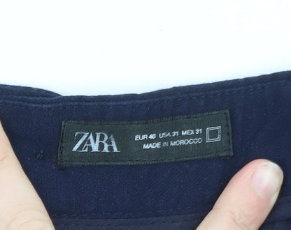 Zara Men Blue Cargo Trousers Size M 31in Regular Cotton Workwear
