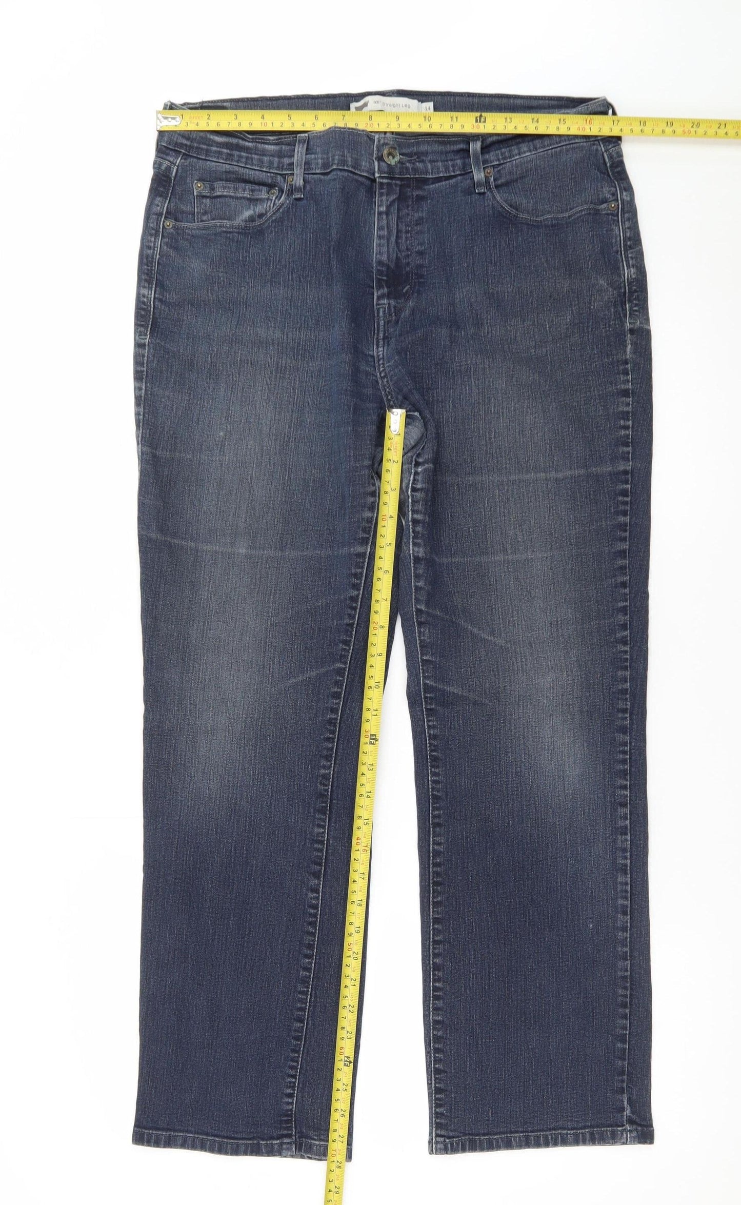 Levi's Women's Blue Straight Jeans Size 14 W32 L30 Stretch Denim
