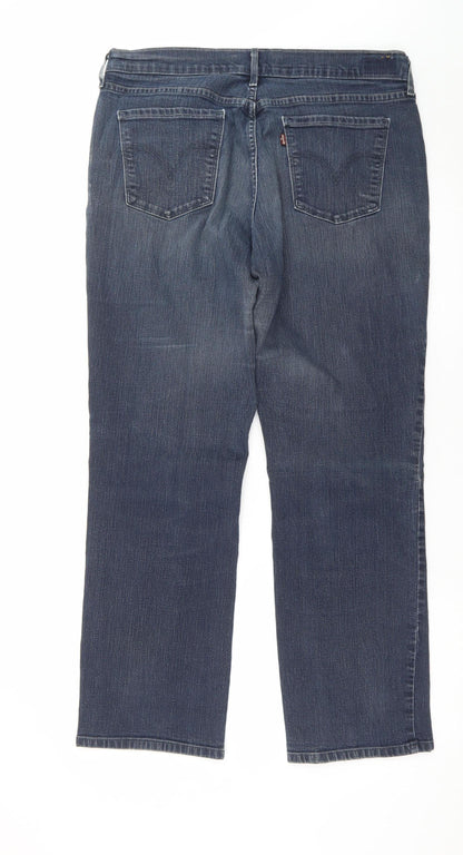 Levi's Women's Blue Straight Jeans Size 14 W32 L30 Stretch Denim