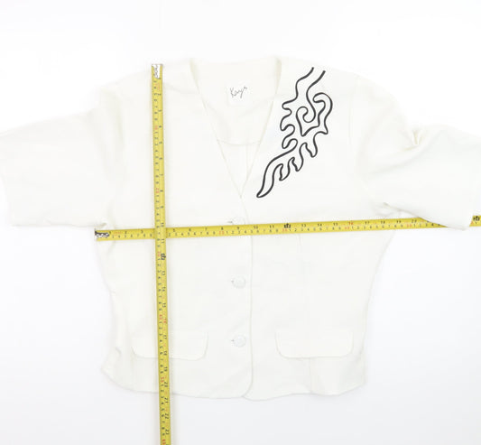 Kays Women White Size 12 Vintage Short Sleeve Polyester Blazer