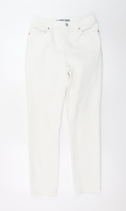 Lands' End Women's White Straight Leg Stretch Jeans Size 8