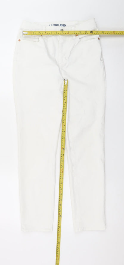 Lands' End Women's White Straight Leg Stretch Jeans Size 8