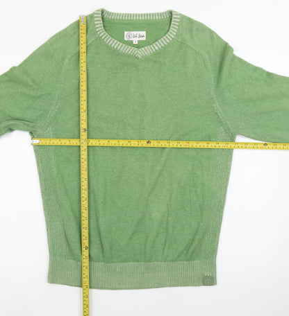 Fat Face Women's Green Cotton V-Neck Knit Jumper Size M