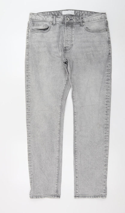 Topman Men Grey Slim Fit Jeans W32 L32 Stretch Denim