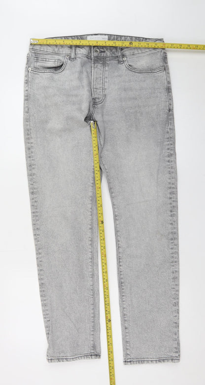 Topman Men Grey Slim Fit Jeans W32 L32 Stretch Denim