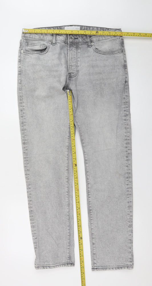 Topman Men Grey Slim Fit Jeans W32 L32 Stretch Denim