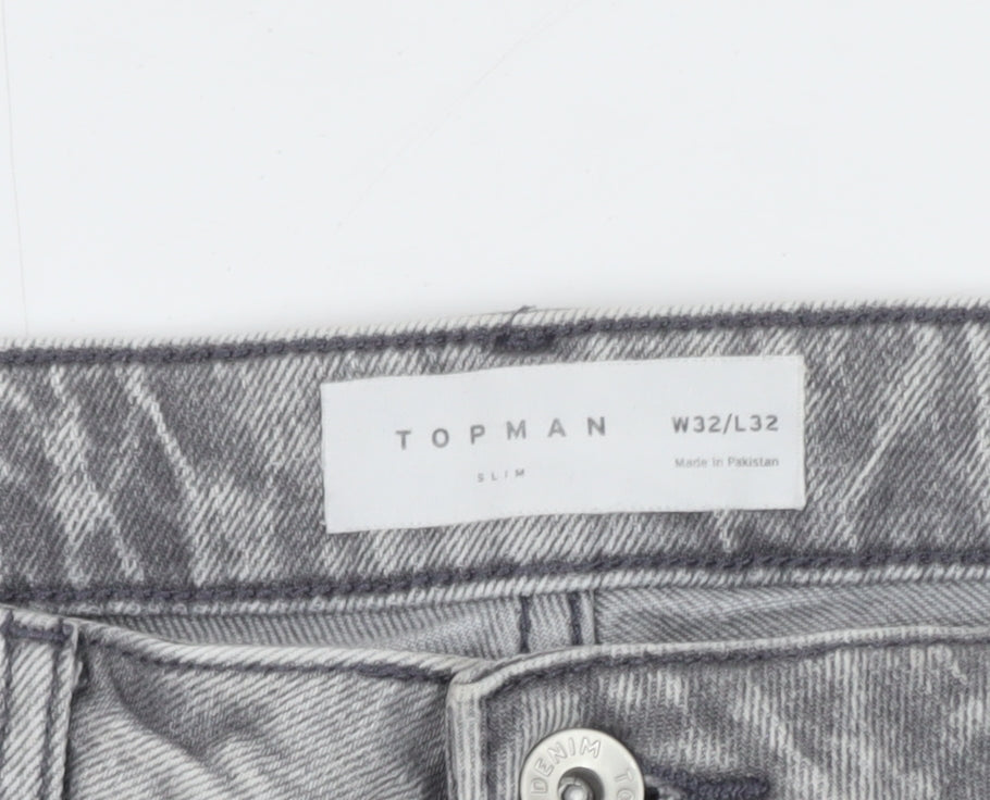 Topman Men Grey Slim Fit Jeans W32 L32 Stretch Denim