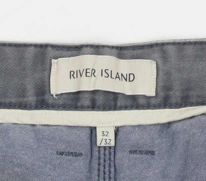 River Island Men’s Grey Straight Jeans 32W 32L Denim Cargo Style