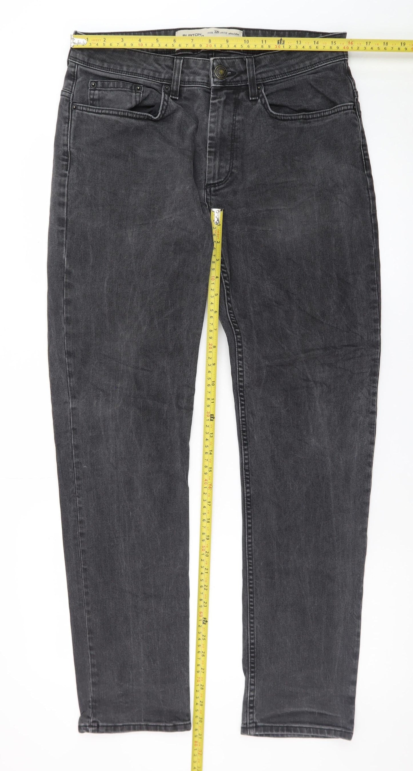 Burton Menswear Men's Grey Slim Fit Straight Jeans 32R