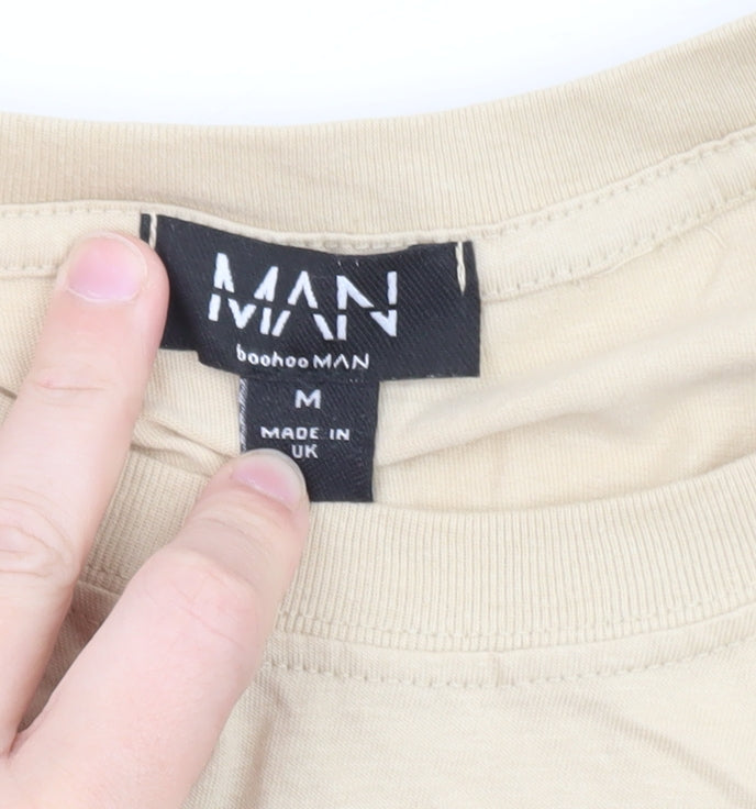 BoohooMAN Men's Beige Monaco Limited Edition Cotton T-Shirt M