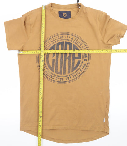 Jack & Jones Men’s Core Tan Graphic Crew Neck Cotton T-Shirt Size M