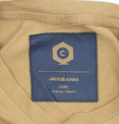Jack & Jones Men’s Core Tan Graphic Crew Neck Cotton T-Shirt Size M