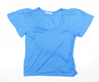 b.young Women's Blue V-Neck Short Sleeve Jersey T-Shirt Size L