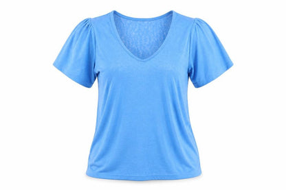 b.young Women's Blue V-Neck Short Sleeve Jersey T-Shirt Size L
