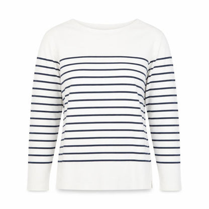 Uniqlo Women White Striped Cotton Boat Neck Long Sleeve Jumper M