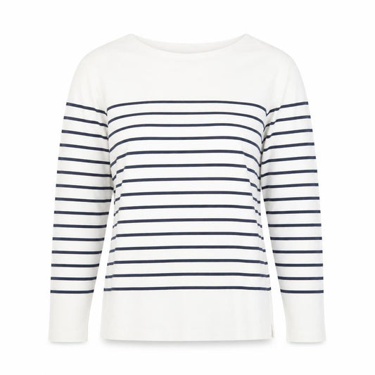 Uniqlo Women White Striped Cotton Boat Neck Long Sleeve Jumper M