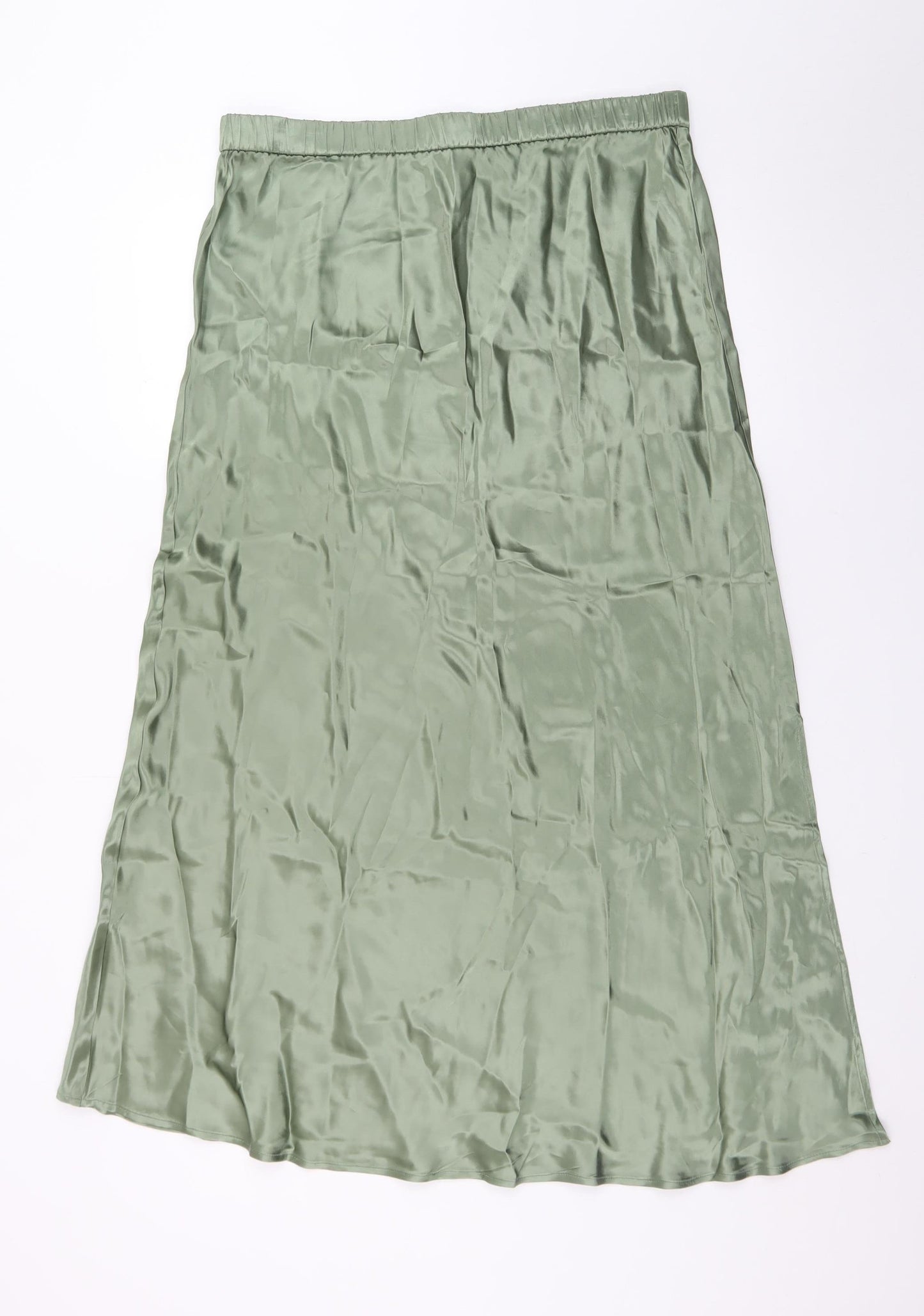 Sinead Keary Women’s Green Satin A-Line Midi Skirt XL