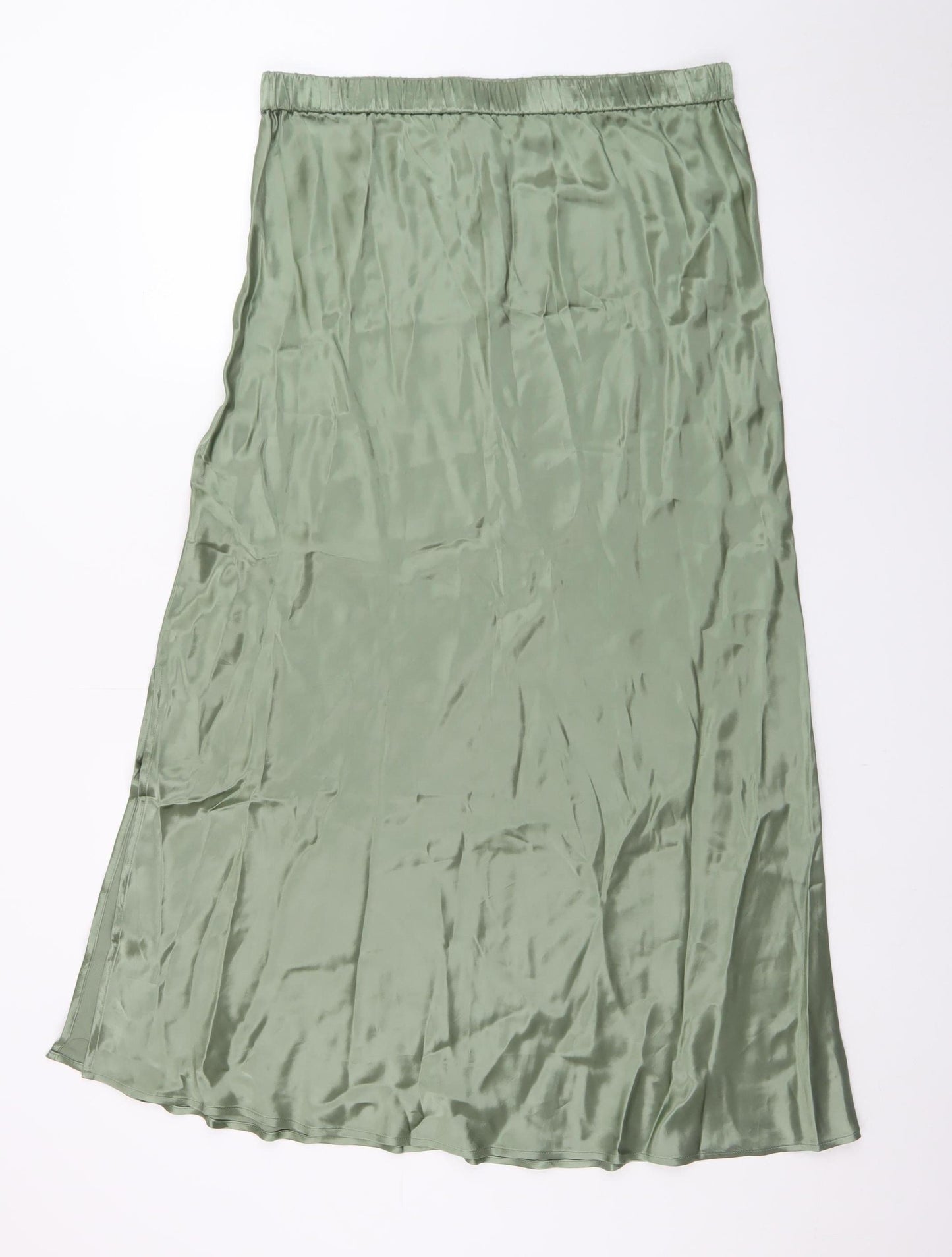 Sinead Keary Women’s Green Satin A-Line Midi Skirt XL