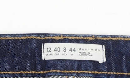 Denim Co. Women's Blue Wide-Leg Jeans Size 12 Relaxed Fit