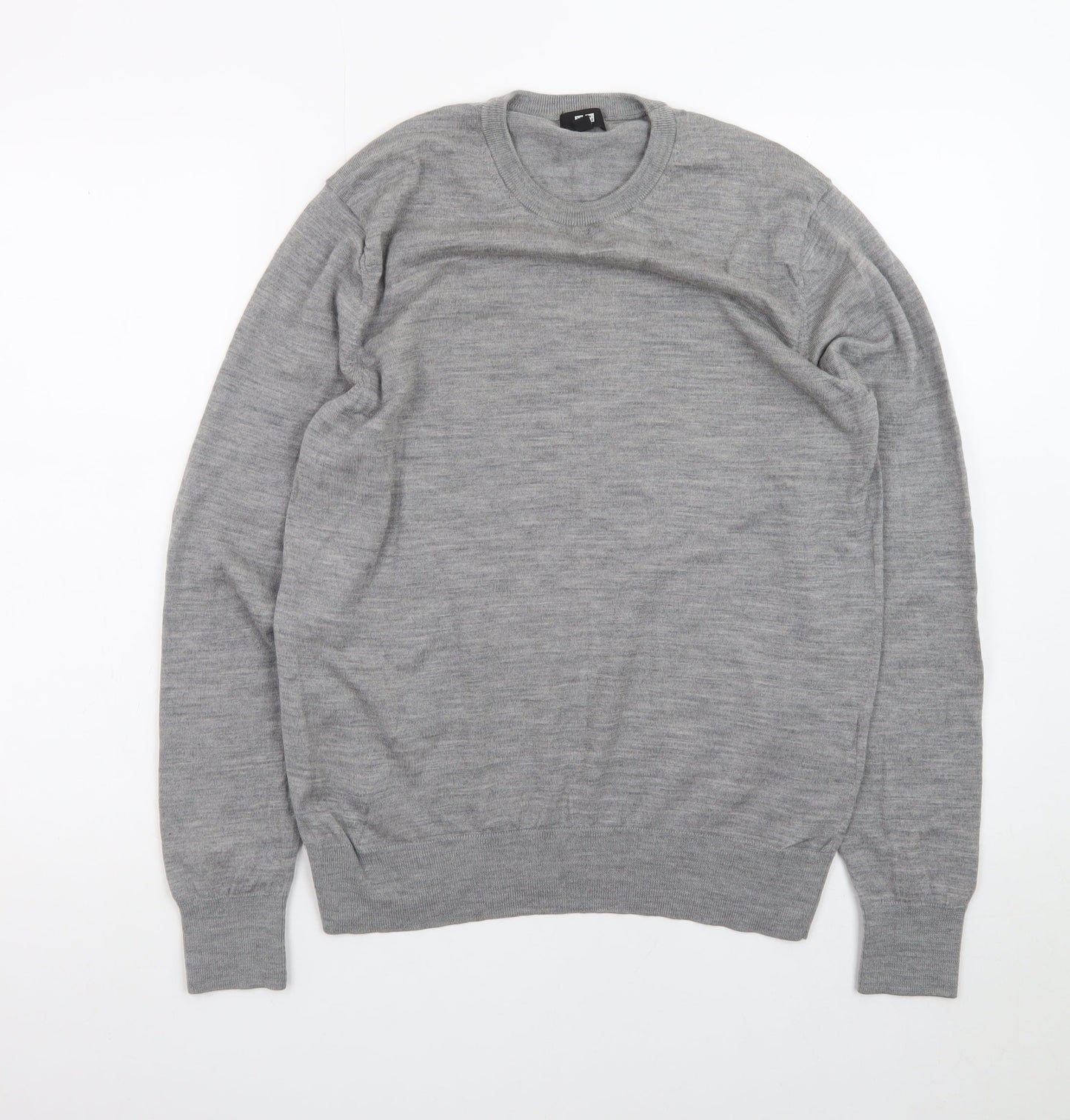 Uniqlo Men's Grey Wool Crew Neck Pullover Jumper Size M