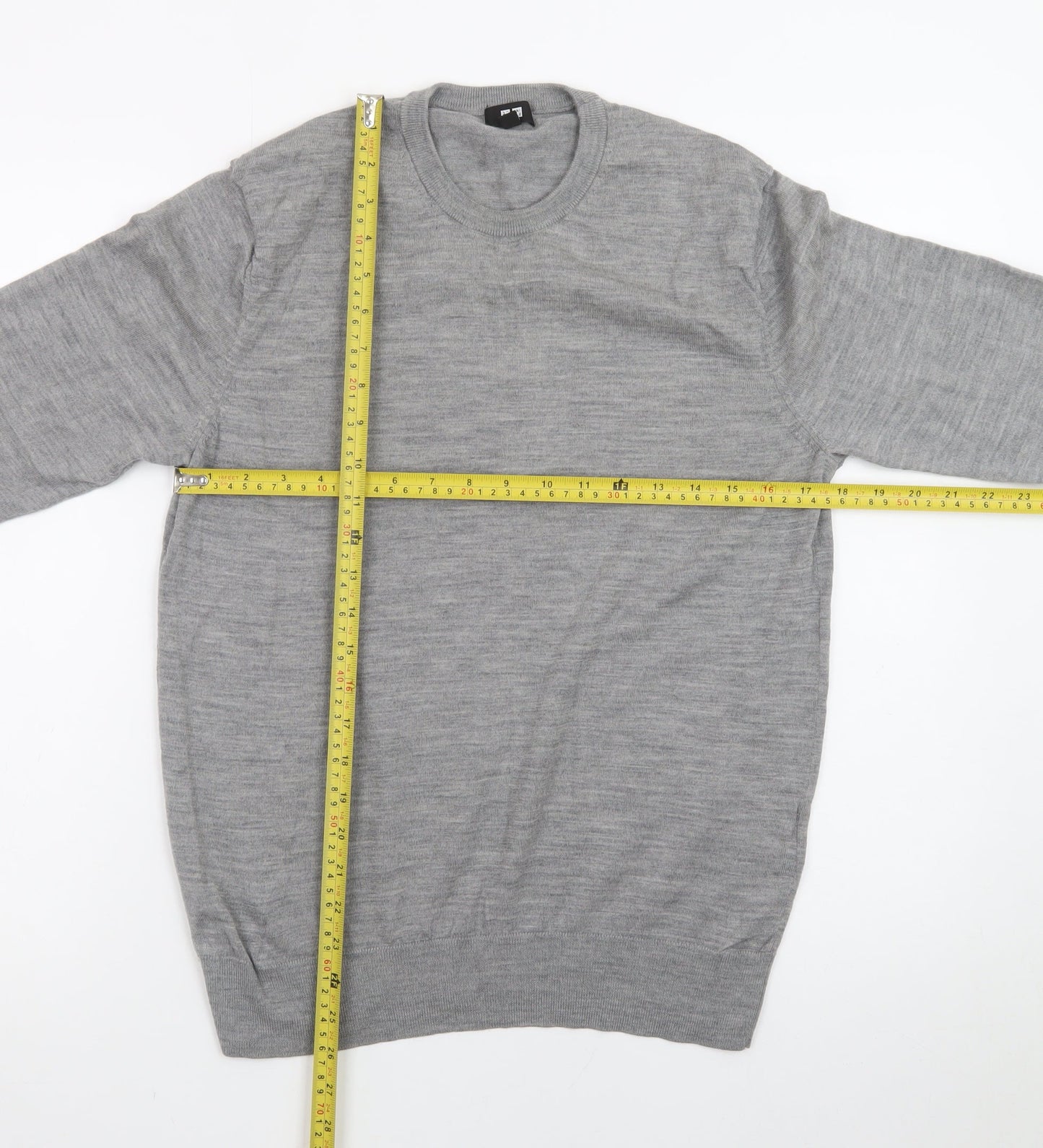 Uniqlo Men's Grey Wool Crew Neck Pullover Jumper Size M