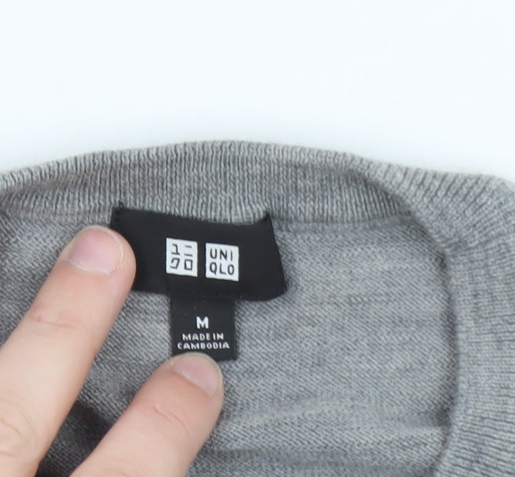 Uniqlo Men's Grey Wool Crew Neck Pullover Jumper Size M