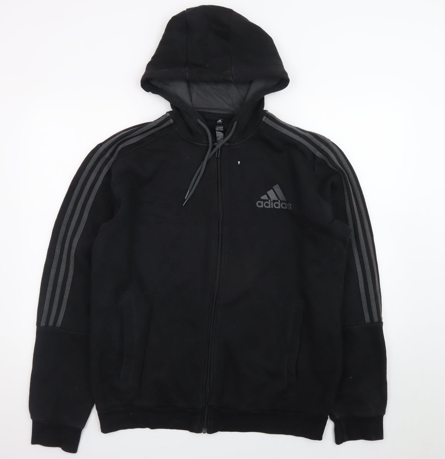 Adidas Men's Black Full Zip Hoodie L Sports Fleece Jacket