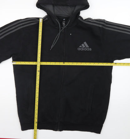 Adidas Men's Black Full Zip Hoodie L Sports Fleece Jacket