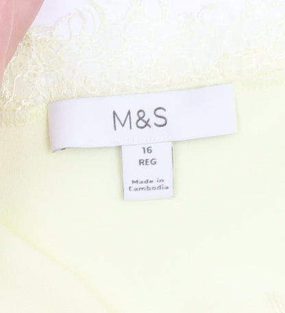Marks and Spencer Women’s Yellow Lace Trim Camisole Blouse Size 16