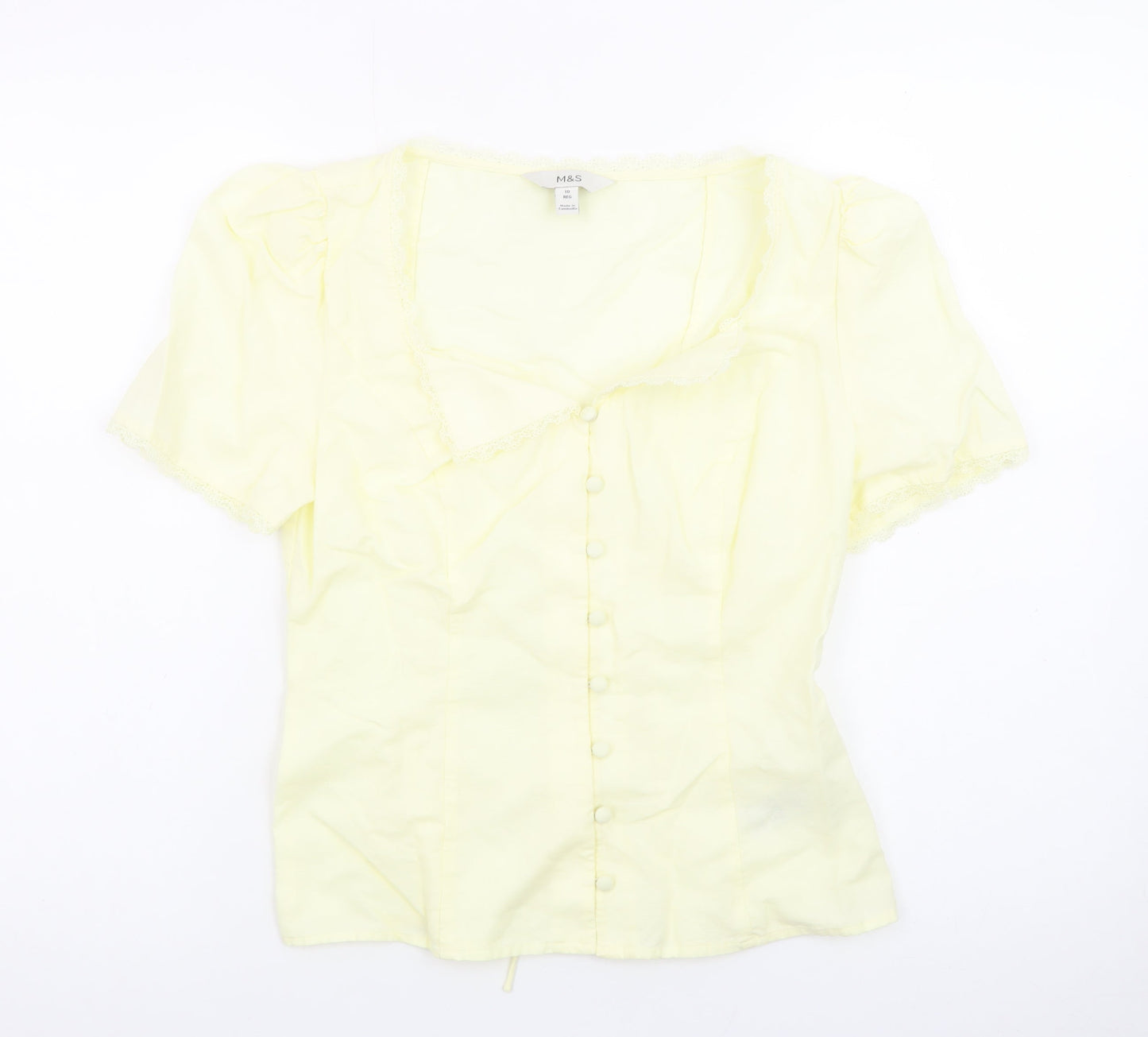 Marks and Spencer Women’s Yellow Cotton Short Sleeve Blouse Size 10