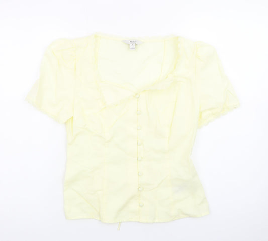 Marks and Spencer Women’s Yellow Cotton Short Sleeve Blouse Size 10
