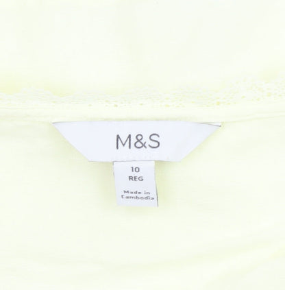 Marks and Spencer Women’s Yellow Cotton Short Sleeve Blouse Size 10