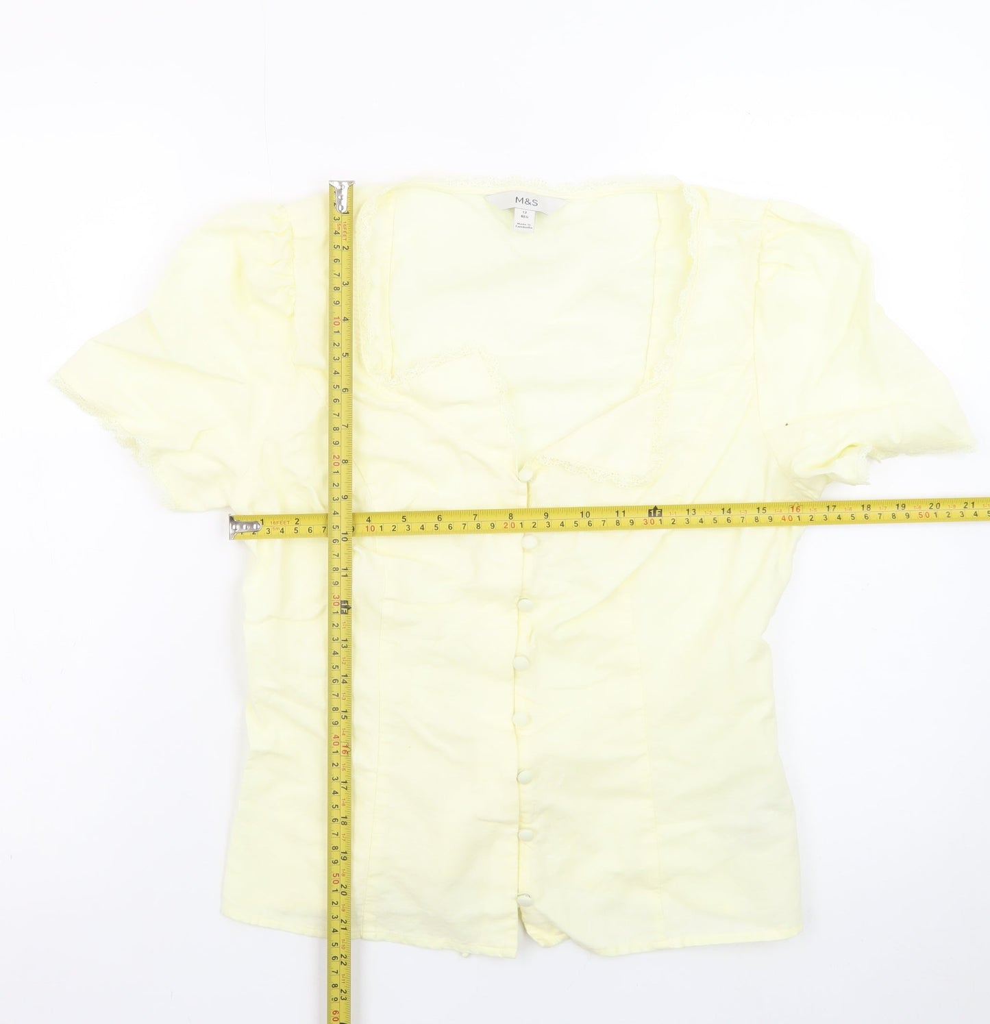 Marks and Spencer Womens Yellow Short Sleeve Blouse Size 12