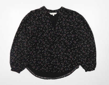 Apricot Womens Black Floral Long Sleeve Tunic Blouse Size 8