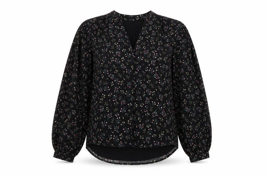 Apricot Womens Black Floral Long Sleeve Tunic Blouse Size 8